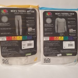 Fruit of the loom mens thermal top/bottom size XL white waffle fabric long John